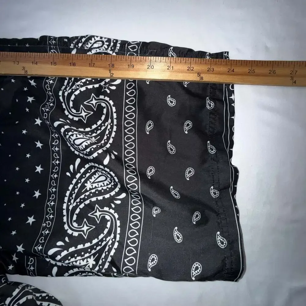Ecko Unltd Black Bandana Paisley Print Men's Board Shorts size 34W